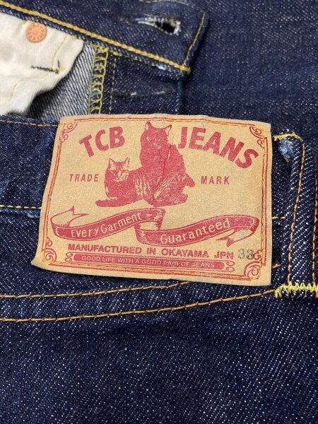 TCBjeans / ボトム/33/デニム/IDG/猫パッチ/ボタンフライ TCBjeans(ティーシービージーンズ) / 猫パッチ/ボタンフライ