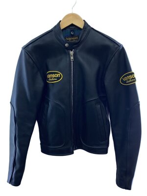 VANSON バンソン シングルライダースジャケット レザー 青 サイズ2 2000's Vanson Type-D 2000年シングルライダースジャケット（34サイズ
