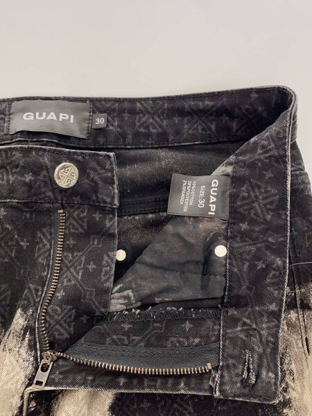 メンズ 新品30 GUAPI フレア スキニージーンズ ブラックデニム