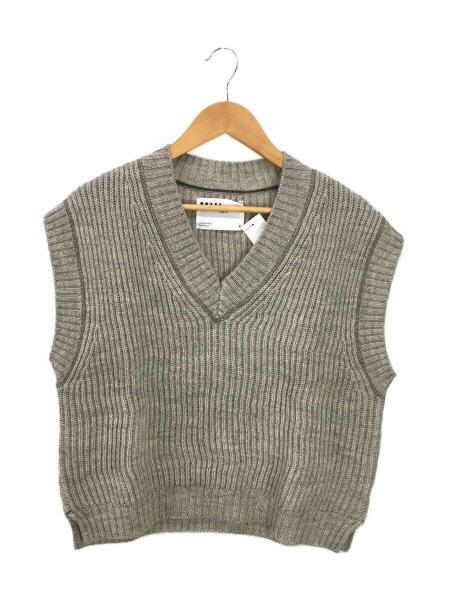 MHL ニットベスト MHL, ウールリブ ニットベストブラック×ベージュ MHL