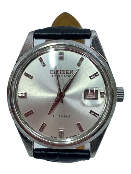 CITIZEN(シチズン) / クォーツ腕時計/アナログ/レザー/SLV/BLK/SS/62 