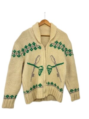 50s/60s/TOWNE AND KING/カーディガン(厚手)/42/ウール/キャメル 