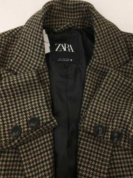 Zara ザラ チェスターコート S ウール Brw 千鳥格子 古着の販売 通販ならセカンドストリート