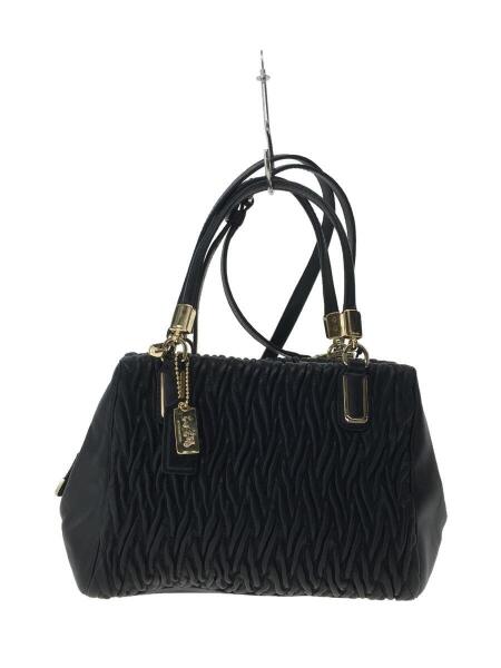 1円～ コーチ マディソン 2WAY ハンドバッグ ギャザードレザー ブラック 18643 COACH 中古 1円 □極美品□ COACH コーチ F18643 マディソン リンジー ギャザード