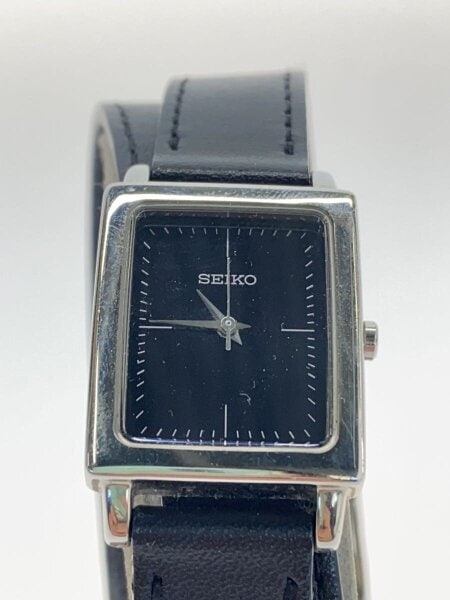 SEIKO(セイコー) / クォーツ腕時計/アナログ/レザー/BLK/BLK | 中古品 