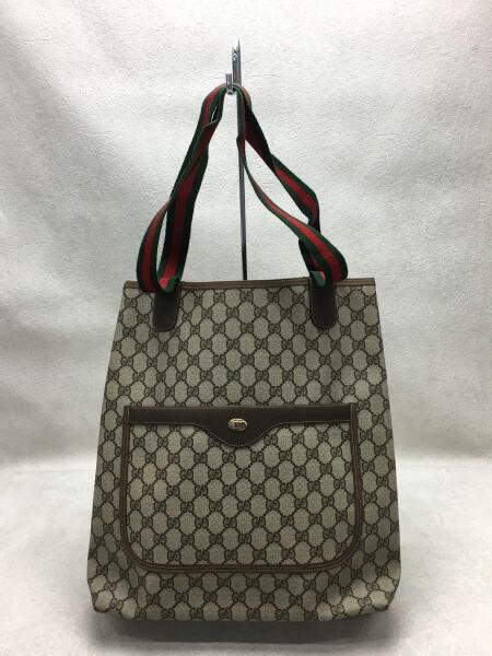 GUCCI オールドグッチ GG柄 PVC×レザー トートバッグ