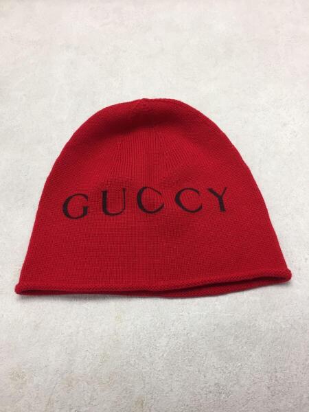 GUCCI(グッチ) / ニットキャップ/キャットビーニー/M/ウール/RED