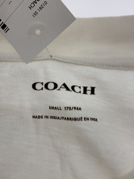 COACH(コーチ) / 長袖Tシャツ/S/コットン/WHT/ロゴ刺繍/11006804 