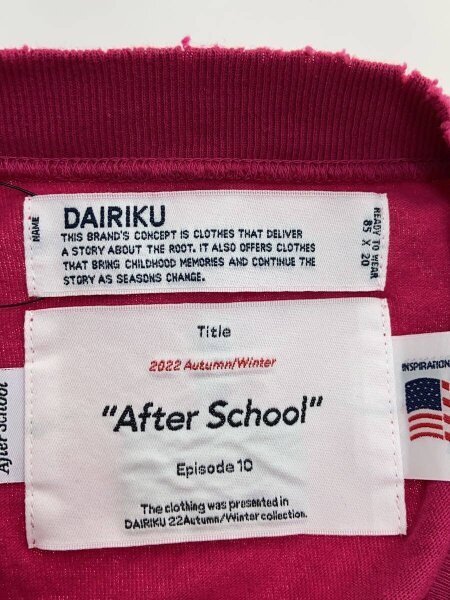 DAIRIKU(ダイリク) / 22AW/SCHOOL Embroidery Vintage Tee/長袖Tシャツ