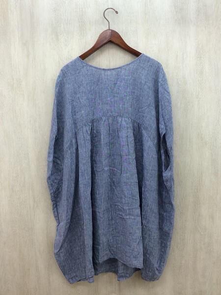 美品 nest Robe リネンシャンブレー シャツワンピース ブルー 25SS nest Robe ネストローブ リネン シャンブレー ワンピース /ブルー