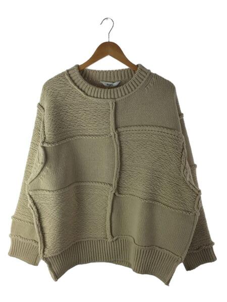 Name.(ネーム) / セーター(厚手)/1/ウール/BEG/PATCHWORK KNIT SWEATER 