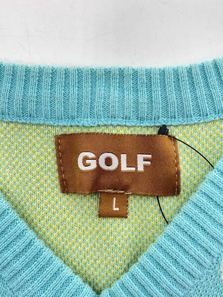 golf wang ニットベスト GOLF WANG(ゴルフワン) / ニットベスト(厚手)/L/コットン/BLU | 古着の