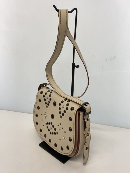 COACH(コーチ) / サドルバッグ/スタッズ/ショルダーバッグ/レザー/WHT 