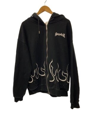 SUPPLIER(サプライヤー) / ジップパーカー/L/コットン/BLK/色褪せ/汚れ