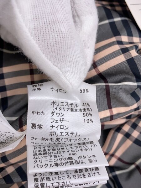 BURBERRY BLUE LABEL / ダウンベスト/38/ナイロン/BRD/FYF03-684-36/ファーダウンベスト BURBERRY BLUE LABEL(バーバリーブルーレーベル) / ダウンベスト/38