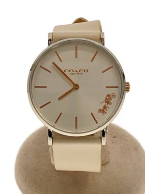 COACH(コーチ) / クォーツ腕時計/アナログ/レザー/WHT/BLK/ca.97.2 