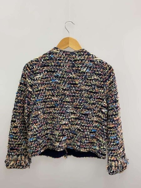 美品 コーヘン ニットジャケット ツイード ノーカラー ピンク 米富
