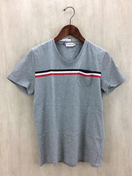 『送料無料』【国内正規品】 MONCLER モンクレール Vネック トリコロール 半袖 ワンポイント Tシャツ Sサイズ 株モンクレールジャパン製品 新作 美品 モンクレール トリコロール VネックTシャツ 正規 M 白 定番