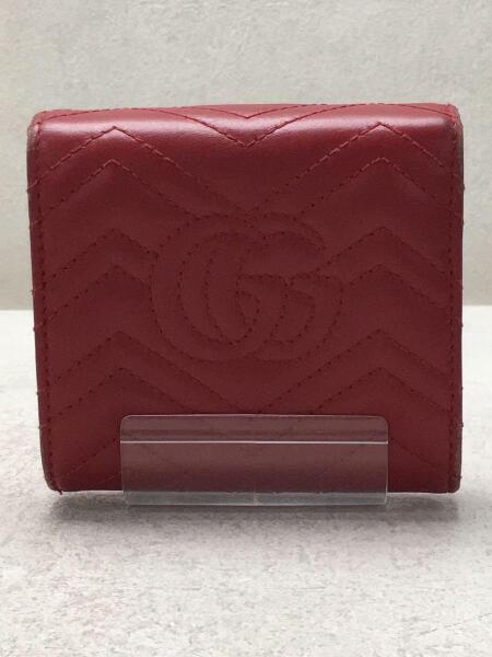 GUCCI(グッチ) / 3つ折り財布_GGマーモント_レザー_レッド/レザー/RED