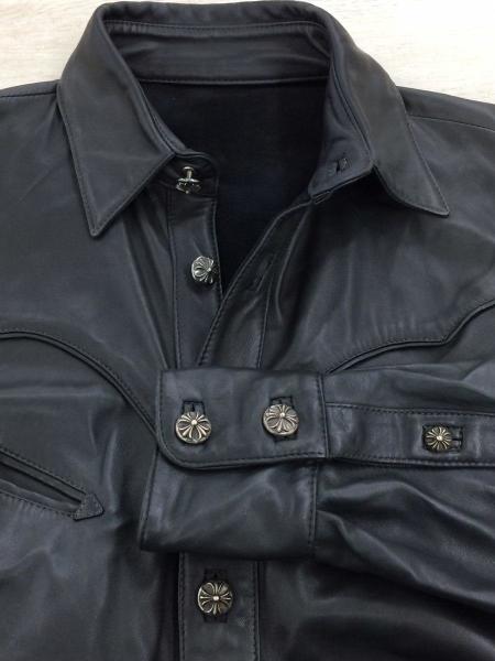 CHROME HEARTS(クロムハーツ) / レザーウェスタンシャツ/クロスボール 