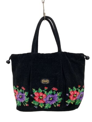 FEILER(フェイラー) / シチリアーノボーダー巾着バッグ/コットン/BLK 