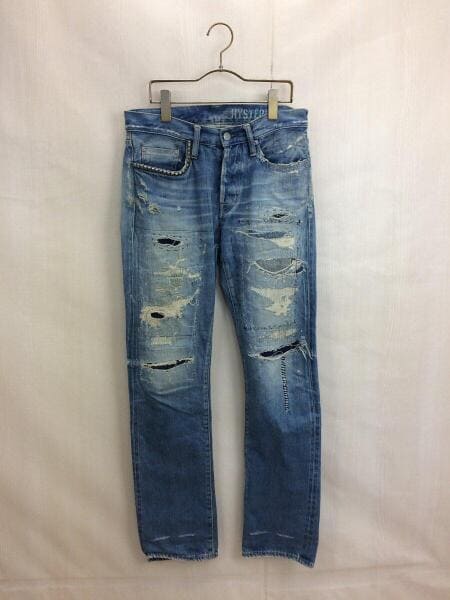 メンズ ヒステリックグラマー ダメージ加工デニムパンツ リペア加工 S 