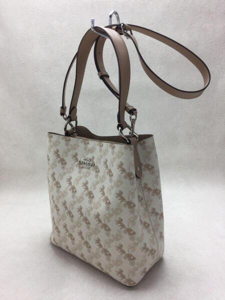 COACH コーチ レザー ショルダーバッグ ベージュ 馬車 総柄 COACH コーチ レザー ショルダーバッグ ベージュ 馬車 総柄