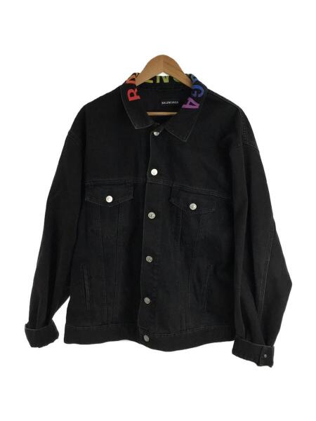 BALENCIAGA logo denim jacket black