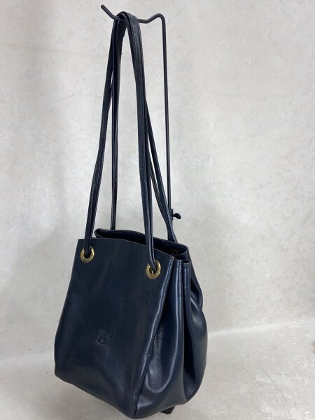 美品】イルビゾンテ ショルダーバッグ バケツ 巾着 レザー ロゴ型押し 