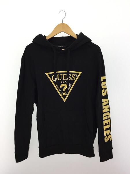 GUESS(ゲス) / パーカー/L/コットン/BLK/ゴールドロゴ/袖プリント 