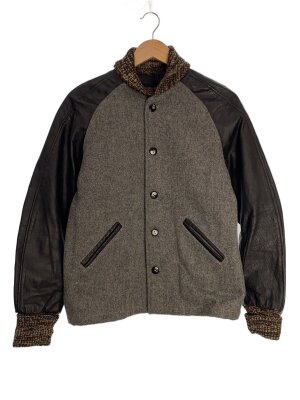 SKOOKUM(スクーカム) / USA製/袖レザー/スタジャン/36/ウール/GRY