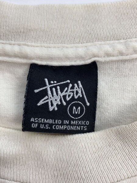 STUSSY / Tシャツ/M/コットン/WHT/Mr.Cartoon/首周り黄ばみ/使用感有 STUSSY(ステューシー) / Tシャツ/M/コットン/WHT/Mr.Cartoon/首周り
