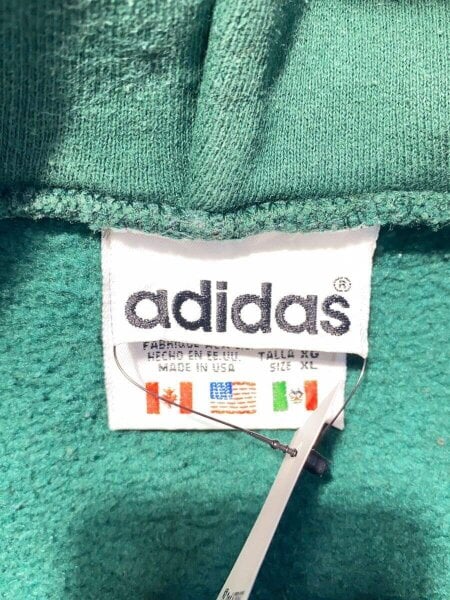 adidas / 90s/万国旗タグ/MADE IN USA/トレフォイルロゴ/パーカー/XL/コットン/GRN// adidas(アディダス) / 90s/万国旗タグ/MADE IN USA/トレフォイルロゴ