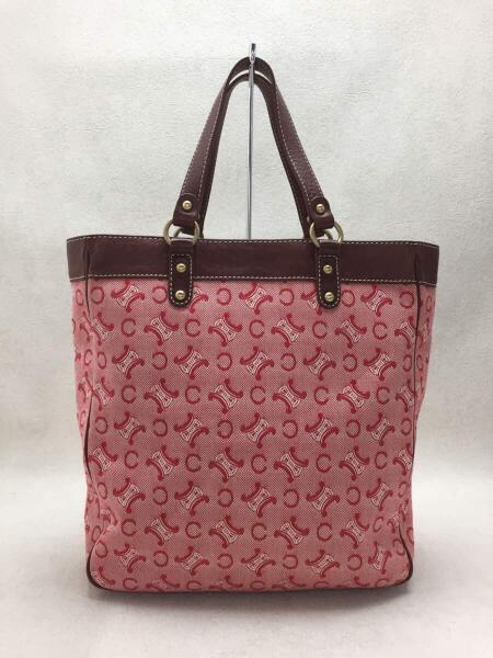 CELINE】ショルダーバッグCマカダム柄キャンバスレザーレッド