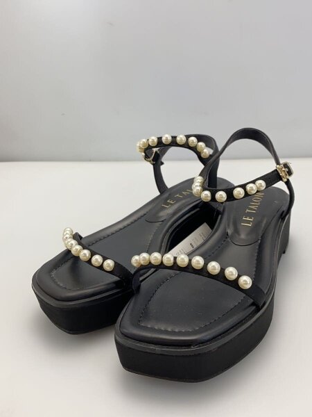Le Talon(ルタロン) / 4cmパールプラットサンダル/S/22.5㎝/BLK | 中古