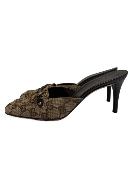 GUCCIグッチ GGキャンバス ホースビット ミュール 35.5Cレザー 黒 GUCCI(グッチ) / ホースビット/ミュールパンプス/GGキャンバス/35.5