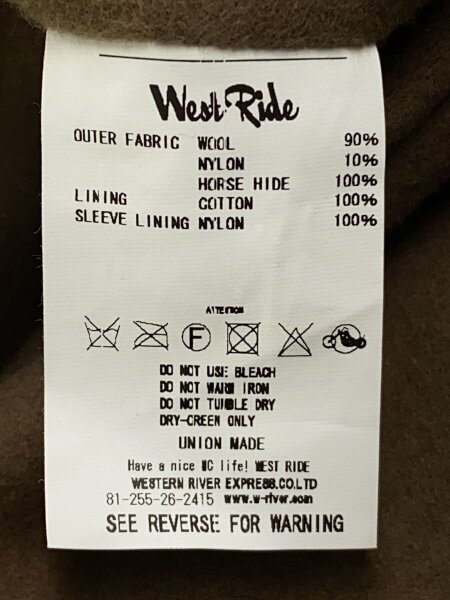 WEST RIDE(ウエストライド) / スタジャン/38/ウール/ブラック/23FW WR