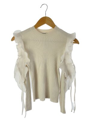 SNIDELブルーフォックスファー付モヘア混ボリュームスリーブAライン