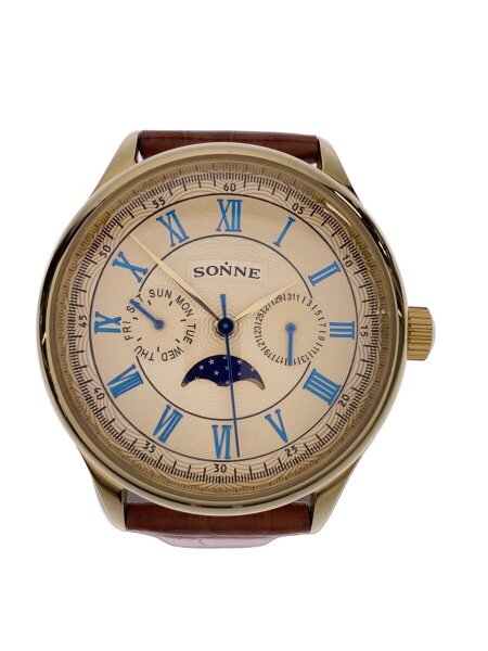 SONNE(ゾンネ) / クォーツ腕時計/アナログ/レザー/GLD/BRW// | 中古品 