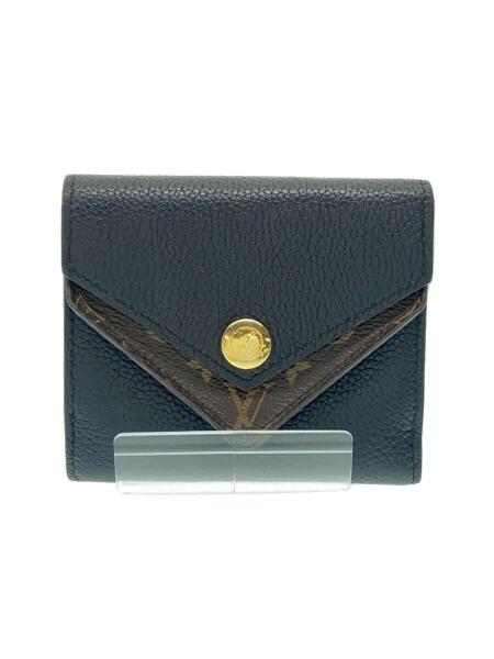 LOUIS VUITTON / ポルト・フォイユ・ドゥーブルV・コンパクト_カーフレザー_モノグラム・キャンバス/牛革/BLK/メンス LOUIS VUITTON◇ポルト・フォイユ・ドゥーブルV・コンパクト_カーフ