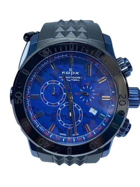 EDOX(エドックス) / クォーツ腕時計/アナログ/ラバー/BLU/BLK/10221