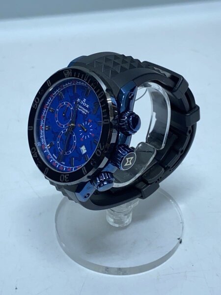 EDOX(エドックス) / クォーツ腕時計/アナログ/ラバー/BLU/BLK/10221