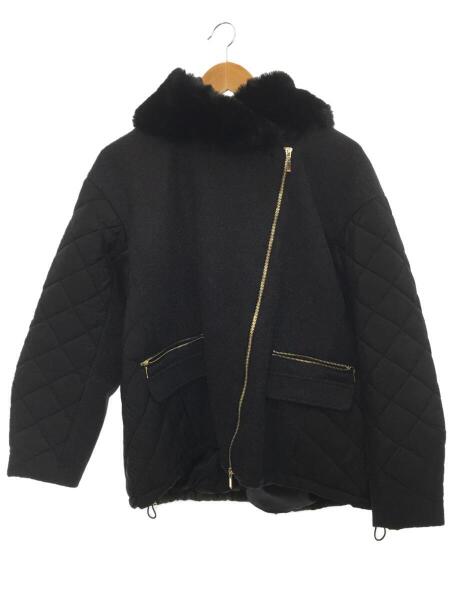 Eimee Law メルトン&キルト ファーフーディブルゾン ブルー Eimee Law