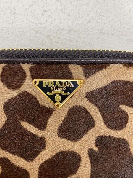 PRADA(プラダ) / ハラコ/レオパード/ラウンドジップ/2つ折り財布