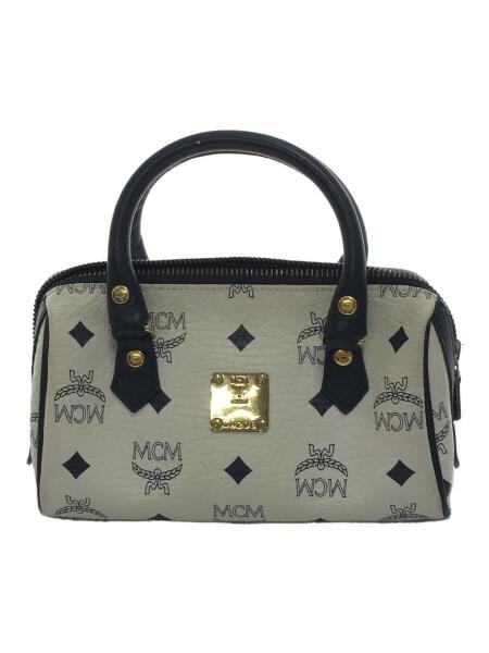 MCM エムシーエム ナイロン レザー ミニボストンバッグ 斜め掛け 黒 総