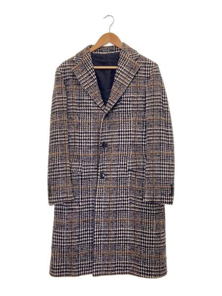 TAGLIATOREチェスターコート チェックブラック/ホワイト 46