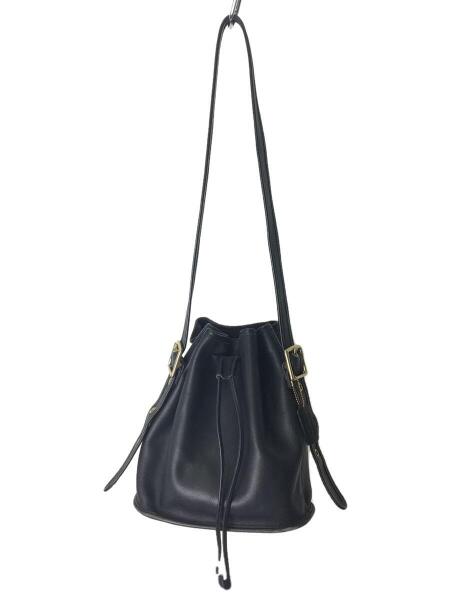オールドコーチ COACH ブラックレザー 巾着型ショルダーバッグ COACH