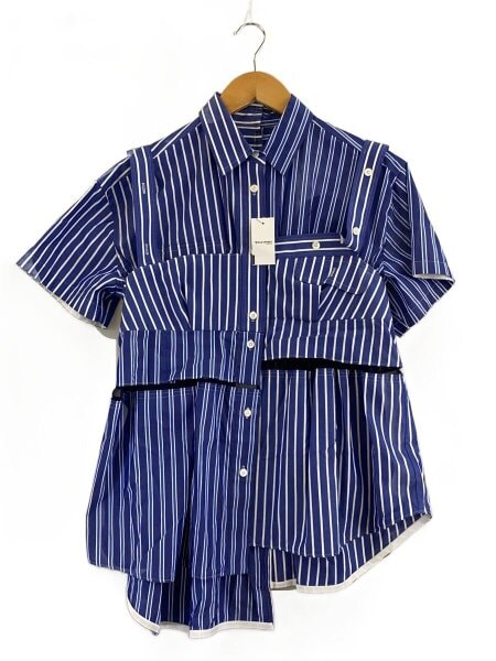 売り切り‼︎sacai☆編み上げシャツ新品未使用 sacai(サカイ) / パッチワークビスチェシャツ/1/コットン/BLU
