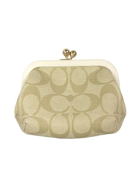 【COACH】コーチ　がま口　ポーチ　シグネチャー　ベージュ　新品　お財布 COACH(コーチ) / シグネチャーがま口財布/キャンバス/ベージュ