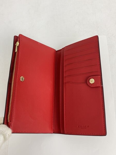 COACH / スリムジップウォレットシグネチャーキャンバスストライプ/レザー/ブラウン/レディース/CAP23 COACH(コーチ) / スリムジップウォレットシグネチャーキャンバス